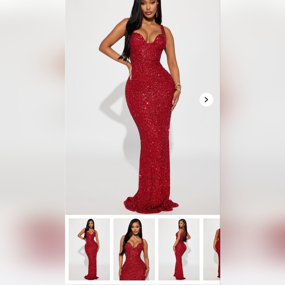 Fashion Nova Sparkling Red Maxi Dress
